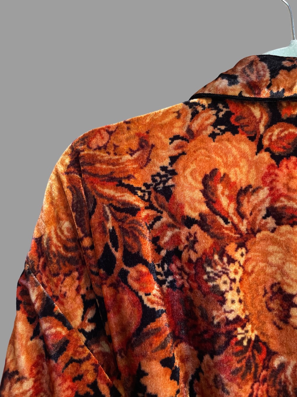 SEZANE Orange & Black Fall Floral Belted Velvet Lapels Blazer Gwendal Jacket - Picture 9 of 15